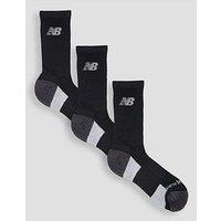 New Balance 3 Pack Performance Cushioned Crew Socks - Black