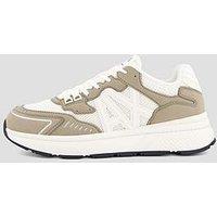 Armani Exchange Lucky Microsuede Mesh Trainer - White