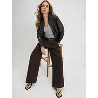 River Island Belted Pleated Wide Leg Jeans - Brown