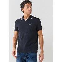Armani Exchange Slim Fit Open Collar Polo Shirt - Navy