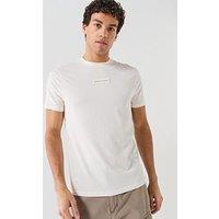 Armani Exchange White Edition Slim Fit Chest Logo T-Shirt - Cream