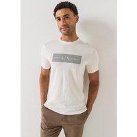Armani Exchange White Edition Slim Fit Chest Logo T-Shirt - Cream