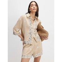 River Island Sequin Embellished Shorts - Beige