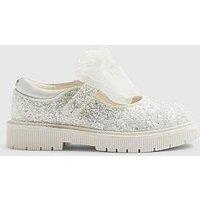 River Island Mini Girls Glitter Bow Mary Jane Shoes - White