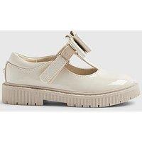 River Island Mini Girls T-Bar Bow Mary Jane Shoes - Cream
