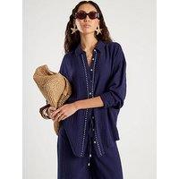 River Island Beach Shirt - Navy