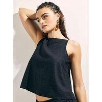 River Island Linen Blend Tank Top - Black