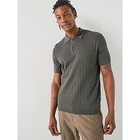 Armani Exchange Zip Neck Knitted Polo Shirt - Dark Khaki
