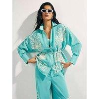 River Island Green Broderie Long Sleeve Shirt - Green