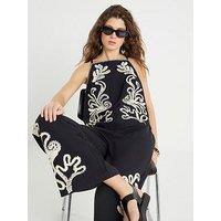 River Island Craft Stitch Racer Tank - Black