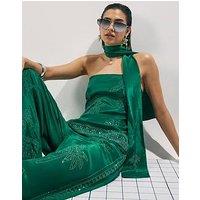 River Island Heat Seal Bandeau With Scarf - Green