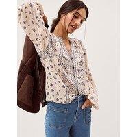 Monsoon Bonny Print Blouse - Cream