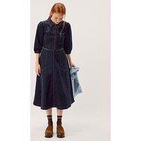 Monsoon Erin Zip Front Denim Midi Dress - Blue