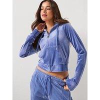 Juicy Couture Madison Outline Diamante Embellished Zip Through Hoodie - Grey/Blue