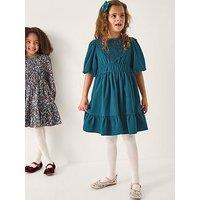 Monsoon Girls Crochet Yoke Dress - Navy