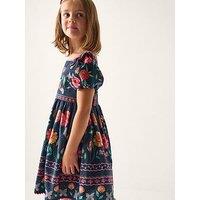 Monsoon Girls Aurelia Placement Dress - Navy