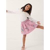 Monsoon Girls Crafted Boho Cotton Skirt - Light Purple