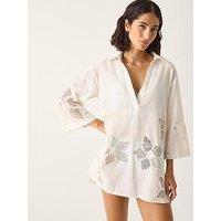 Monsoon Joanna Cutwork Beach Shirt - Cream