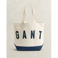 Gant Contrast Colour Canvas Tote Bag - Cream