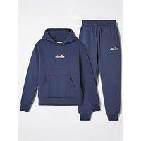 Ellesse Junior Boys Chivasso Hoodie And Joggers Set - Navy