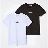 Ellesse Junior Boys Duranio 2 Pack T-Shirt - Black/White