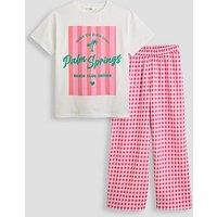 The Very Collection Girls Gingham Trouser And Oversized T-Shirt - Pink