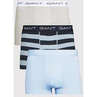 Gant 3 Pack Plain/Stripe Trunks - Blue