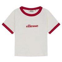 Ellesse Junior Girls Carpano T-Shirt -Off White/Red