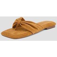 Free People Tia Ruched Vegan Suede Sandal - Brown