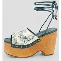 Free People Front Row Wrap Dragonfly Print Clogs - Blue