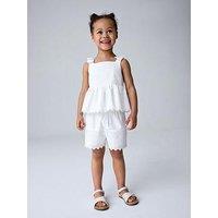 Smallsaints Younger Girls Broderie Top And Shorts Set - White