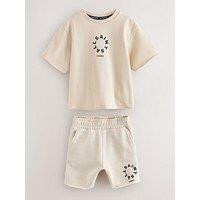 Smallsaints Boys Tierra Logo Back Print T-Shirt Set - Beige