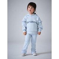 Smallsaints Younger Girls Frill Hoodie And Ribbed Flared Leggings Set - Light Blue
