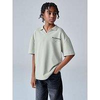 Smallsaints Older Boys Underground Back Print Open Collar Polo Shirt - Light Green