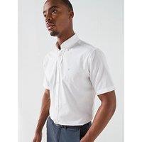 Hackett Essential Garment Dyed Short Sleeve Oxford Shirt - White