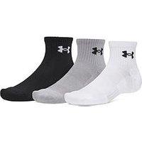 Under Armour Mens Training Performance Cotton Quarter Socks 3 Pack - White/Grey/Black