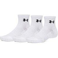 Under Armour Mens Training Performance Cotton Quarter Socks 3 Pack - White