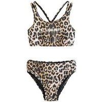 Smallsaints Older Girls Leopard Print Bikini Set - Brown