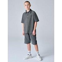 Smallsaints Older Boys Polo Waffle Textured Set - Grey