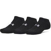 Under Armour Mens Training Performance Cotton No Show Socks 3 Pack - Black