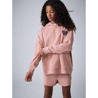 Smallsaints Older Girls Logo Heart Back Print Sweat Set - Pink