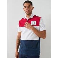Hackett Heritage Bar Stripe Rugby Polo Shirt - Red