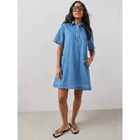 The Very Collection Denim Pop Over Dress - Mid Wash
