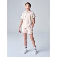 Smallsaints Older Girls Orlando Back Print Oversized Short Sleeve Hoodie Set - Light Pink