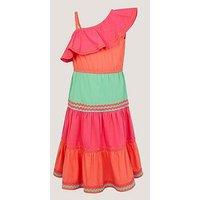 Monsoon Girls Colourblock One Shoulder Dress - Multi