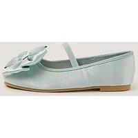 Monsoon Girls Super Bow Satin Ballerina Shoes - Light Green