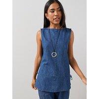 The Very Collection Denim Lyocell Blend Tunic Co-Ord Top - Dark Wash
