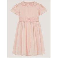 Monsoon Baby Girls Romee Peter Pan Collar Dress - Light Pink