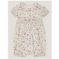 Monsoon Baby Girls Rosie Smock Romper - Cream