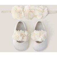 Monsoon Baby Girls Pom Flower Bootie And Bando Set - Cream